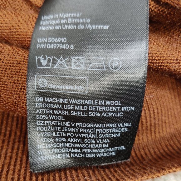 H&M Men's Sweater Size L Camel Brown Color Wool Blend Crew Neck Business Casual - Picture 4 of 7